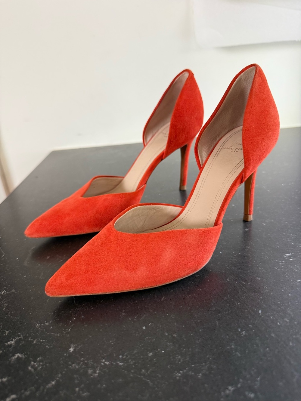 Marc Fisher Orange Suede Pointed-Toe D'Orsay Stiletto Heels